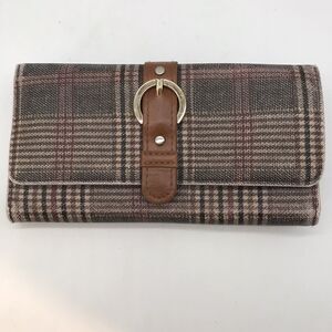 Time And Tru Women's Piper Filemaster Wallet Brown Plaid Snap Closure Organizer